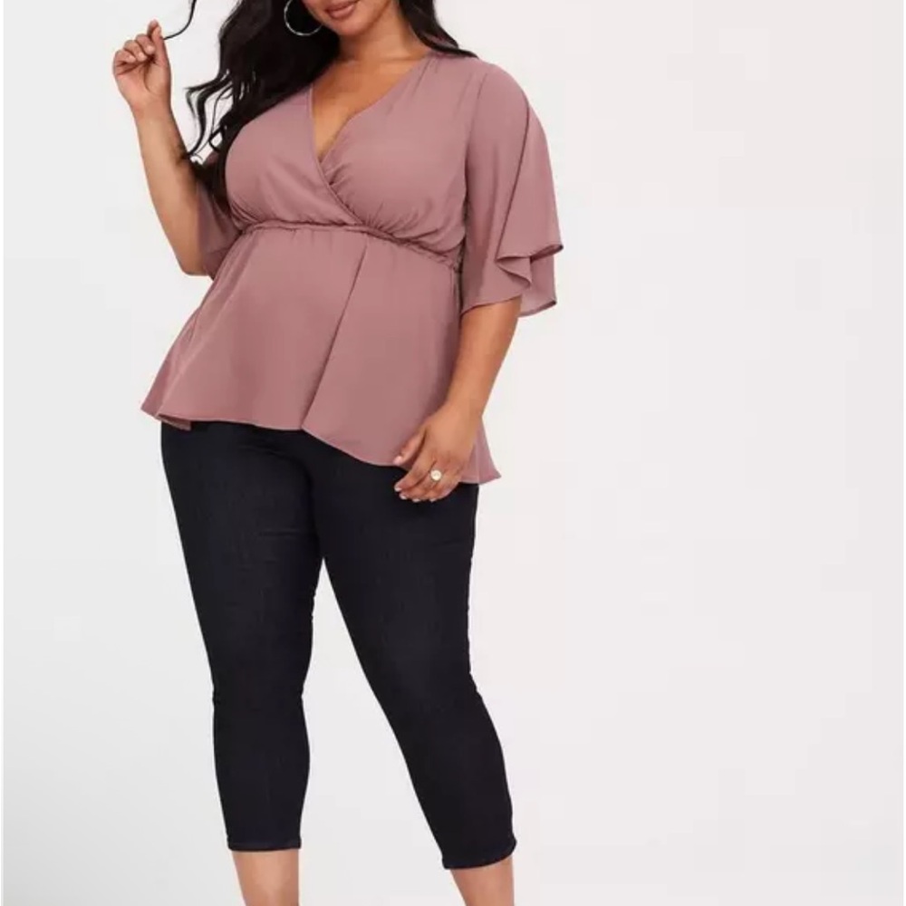 Torrid Mauve Sheer Wrap Top